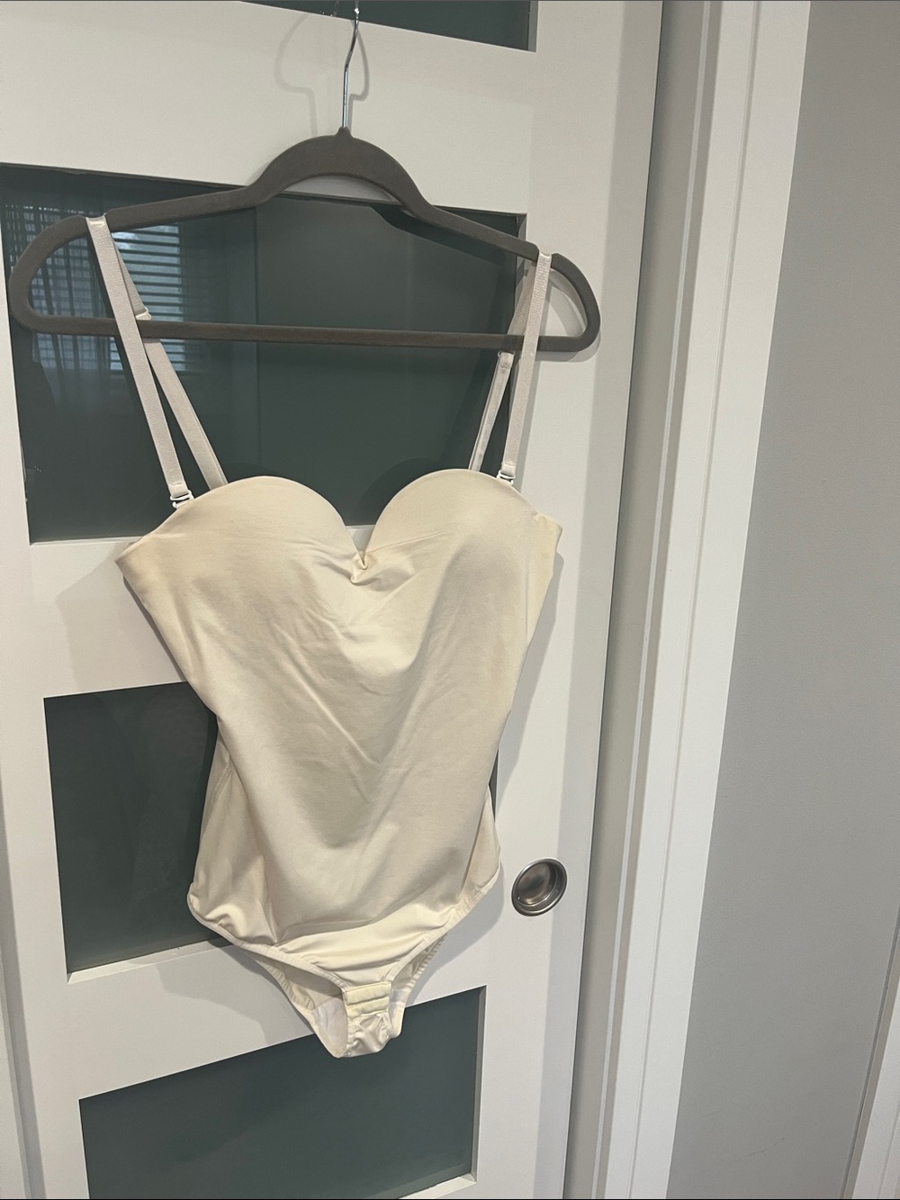 Asilio Cream Strapless-Look Bodysuit with Adjustable and removable Straps